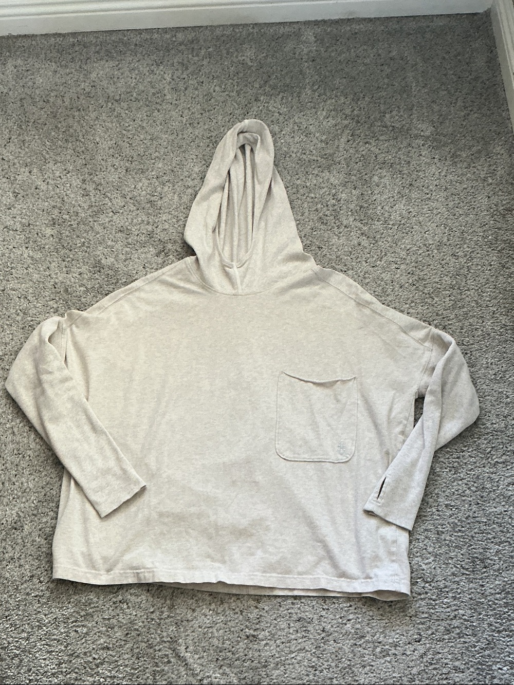 New FP Movement by Free People Hot Shot Hooded Layer Long Sleeve ~ Oatmeal - Picture 2 of 8